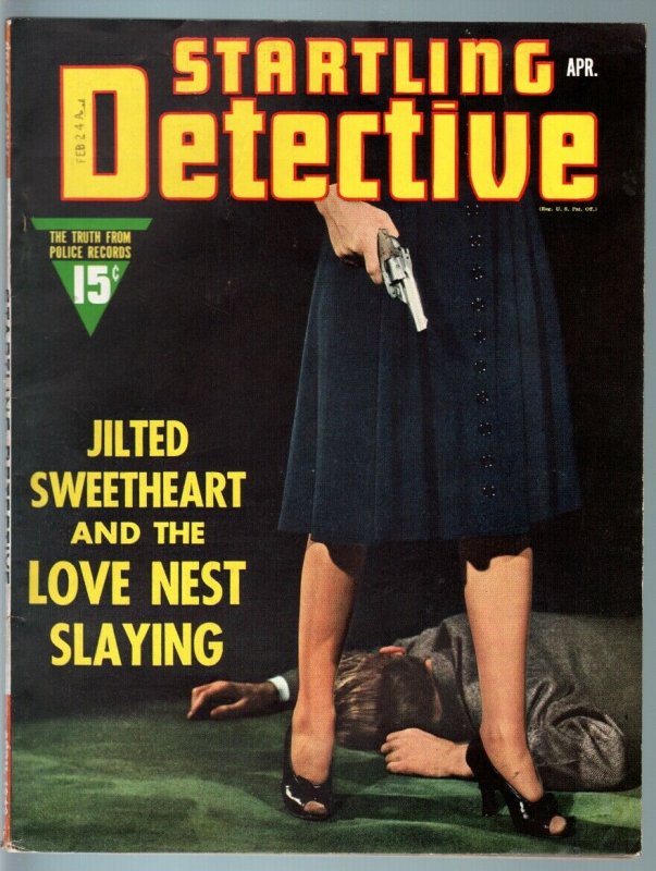 STARTLING DETECTIVE APR 1942-LEGGY MURDERER COVER-TRUE CRIME FN/VF