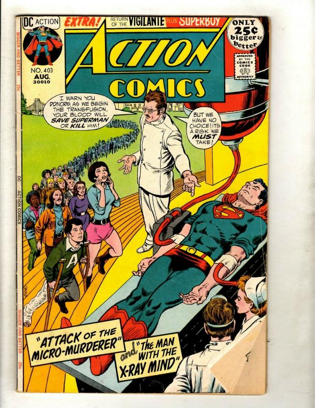 Lot Of 6 Action Comics Feat. Superman # 403 404 407 408 409 435 Batman Flash GK5