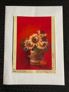 MOTHERS DAY Sun Flowers and Apple 6.5x9 Greeting Card Art #3781