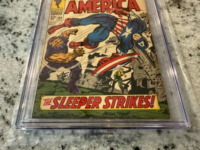 Captain America # 102 CGC Graded 7.5 Marvel Comic Book Silver Age Kirby Art JH21