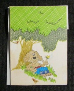 RETIREMENT Cartoon Dog Under Tree 4.5x6.5 Greeting Card Art #708 w/ 2 Cards