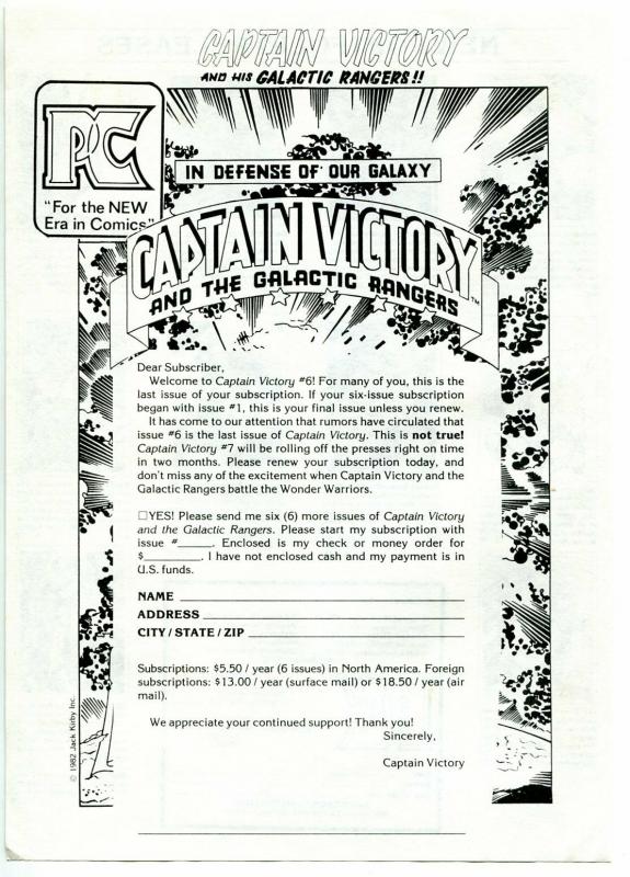 Captain Victory 1982-Pacific Comics-order form-mailing envelope-Jack Kirby-VG/FN