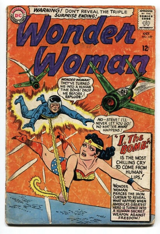 WONDER WOMAN #157 comic book 1965-DC-COMMIES-RUSSIAN MIG ATTACK- g+ 