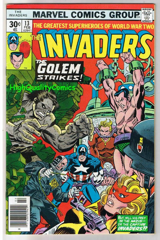 INVADERS #13, VF+, Captain America, Human Torch, 1975, more in store