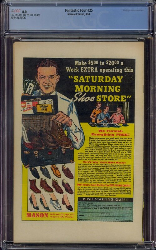 FANTASTIC FOUR #25 CGC 8.0 HULK VS THING