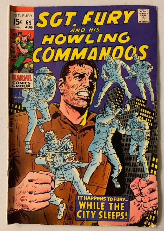 Sgt. Fury Howling Commandos #69 Marvel (3.5 VG-) on leave in New York (1969)