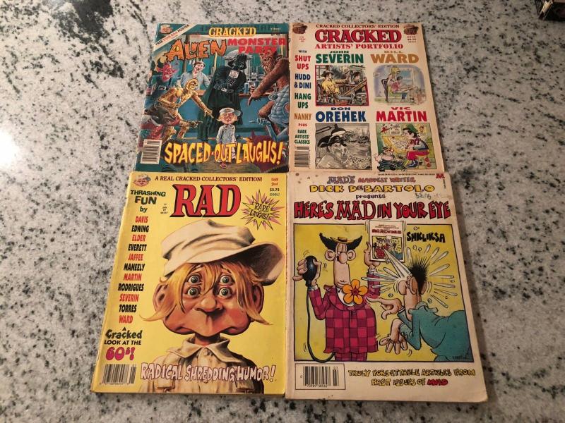 4 Parody Humor Magazines Cracked Alien Party & Portfolio + Rad 77 + Mad Eye JW1