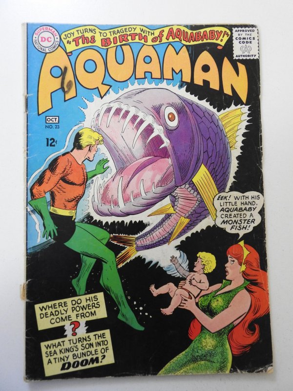 Aquaman #23 (1965) GD/VG Condition Cover and 1st 4 wraps detached bottom staple