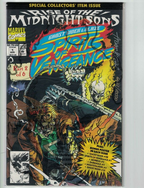 Ghost Rider & Blaze: Spirits of Vengeance #1 VF/NM signed w/COA (#6,627/10,000)