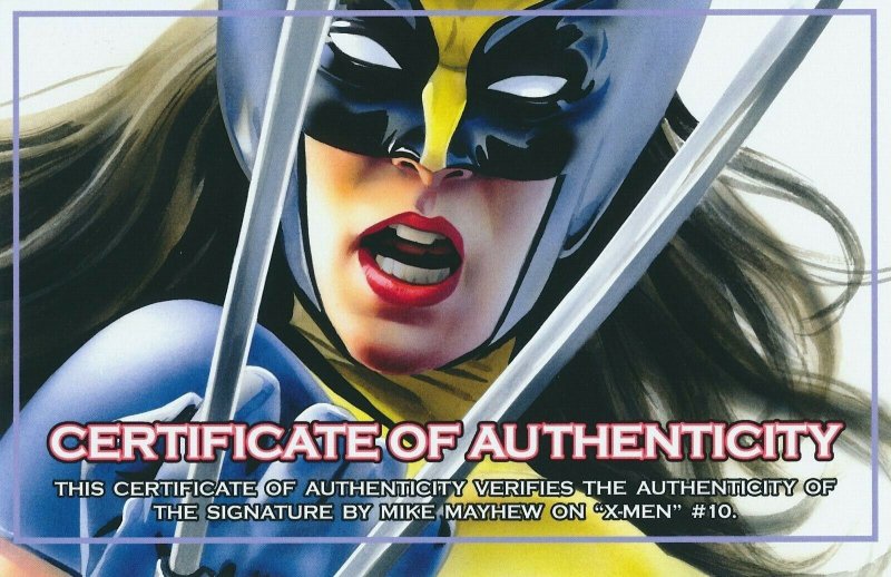 X MEN #10 MIKE MAYHEW SIGNED VARIANT WITH COA MARVEL COMICS EB202