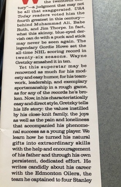 Gretzky an autobiography, Gretzky, 1990,258p