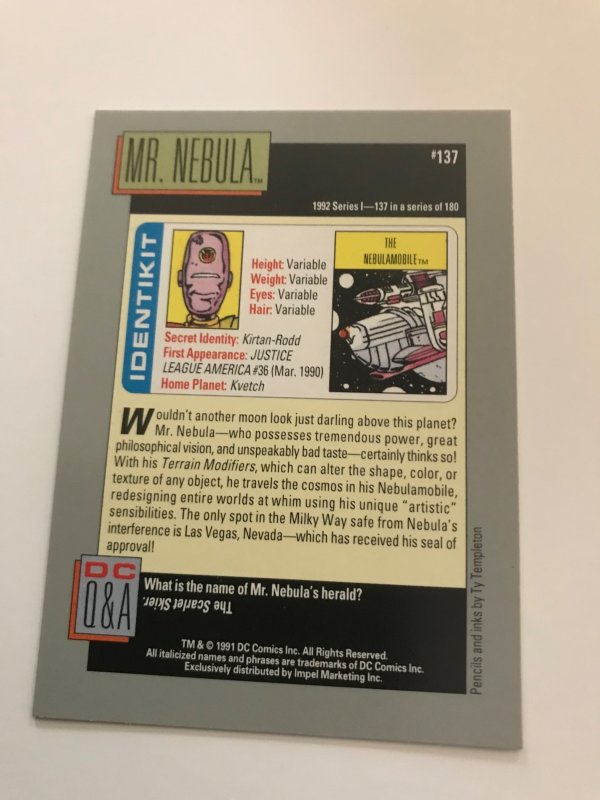 MR. NEBULA #137 card : 1992 DC Universe Series 1, NM/M, Impel, Eiffel Tower