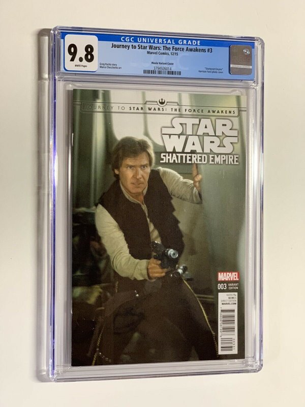 Journey to Star Wars The Force Awakens 3 movie variant cgc 9.8 photo han solo