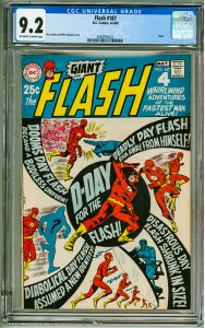 The Flash #187 (1969) CGC 9.2! OWW Pages! Cracks on slab