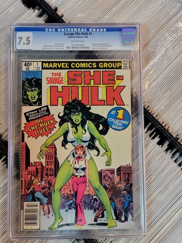 CGC 7.5 Savage She-Hulk #1 Comic Book 1980 1st Appearance of She Hulk Newsstand