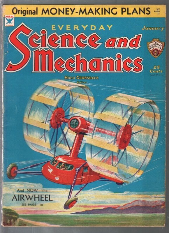 Everyday Science & Mechanics 1/1934-Frank R Paul-aie wheel-rockets-VG+