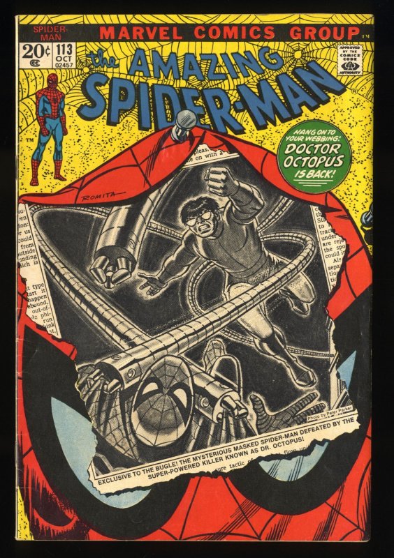 Amazing Spider-Man #113 FN- 5.5 Doctor Octopus! 1st Hammerhead!