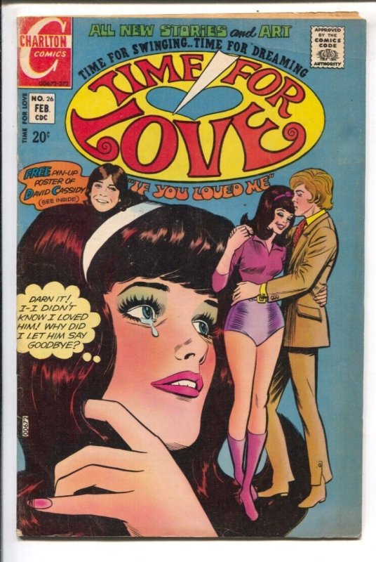 Time For Love #26 1972-Charlton-20¢ cover price-David Cassidy poster-surfing ...