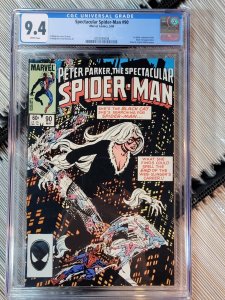 CGC 9.4 Spectacular Spider-man #90 Comic Book 1984 1st Black Costume Black Cat