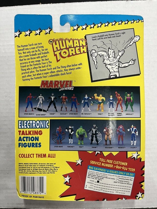 Toy Biz Marvel Super Heroes The Human Torch Firing Flinging Action