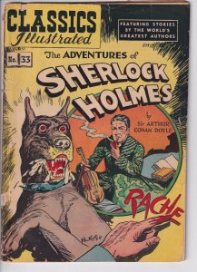 CLASSICS ILLUSTRATED #33 HRN 53 ADVENTURES OF SHERLOCK HOLMES (1940s) See descri