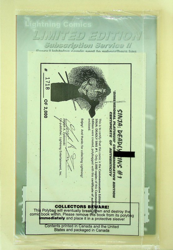 Sinja: Deadly Sins #1 Platinum Variant Sealed (Jun 1996, Lightning) - Near Mint