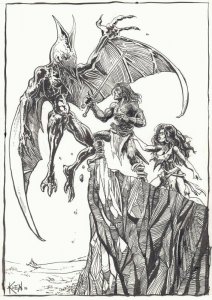 Conan with Babe and Winged Monster Commission - 2018 art by Klein