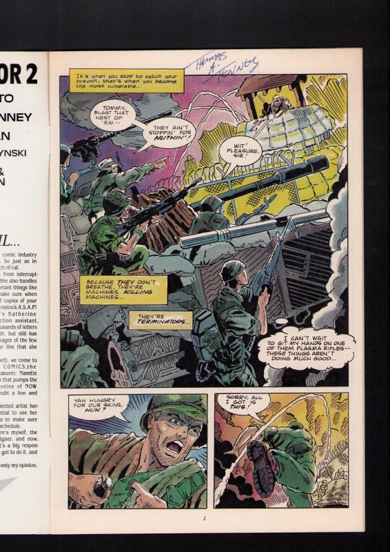 Terminator #2 - INTERIOR PAGE SIGNED BY THOMAS TENNEY! (9.0) 1988