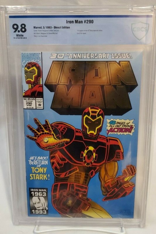 Iron Man #290 - CBCS 9.8 - WHITE PAGES - 30th Anniversary Gold Foil Cover