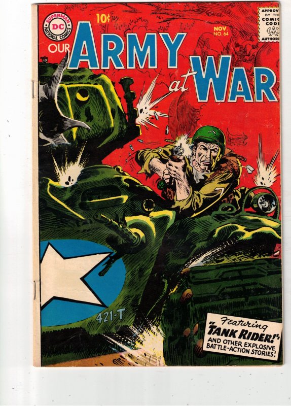 Our Army at War #64 (1957)1st Tank rider! Mid-High-Grade! FN+ Boca CERTIFICATE!