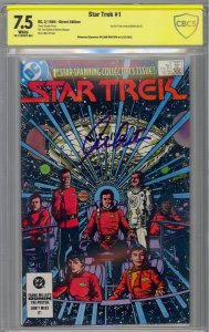 Star Trek #1 1984 DC Comics CBCS 7.5 SS Signed William Shatner White Pages