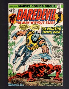 Daredevil #113 (1974) GLADIATOR! 1st cameo Deathstalker *SEE DESCRIPTION*