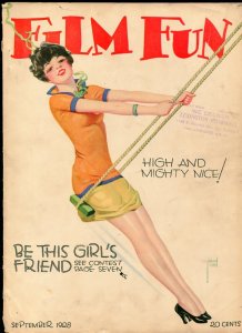 FILM FUN Sept 1928 -- gorgeous cover - OLIVER HARDY - spicy pin-ups sexy flapper