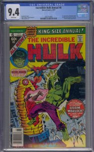 INCREDIBLE HULK ANNUAL #6 CGC 9.4 1ST PARAGON DOCTOR STRANGE WHITE PAGES