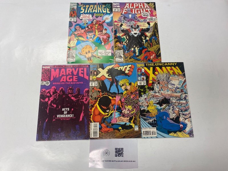 5 MARVEL comic books Strange #46 Alpha #112 Marvel Age #81 X-Force #27 65 KM15