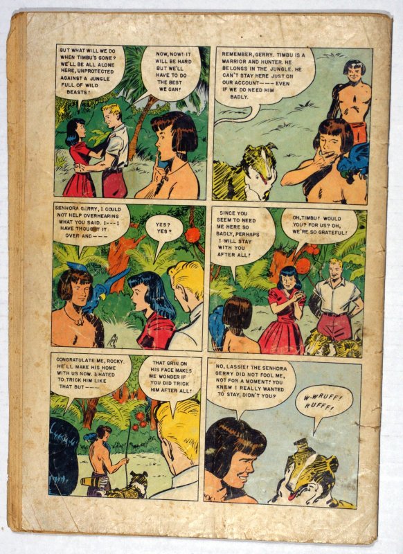 Lassie #15 Good Minus 1.8 Dell March-April 1954. First appearance Timbu.