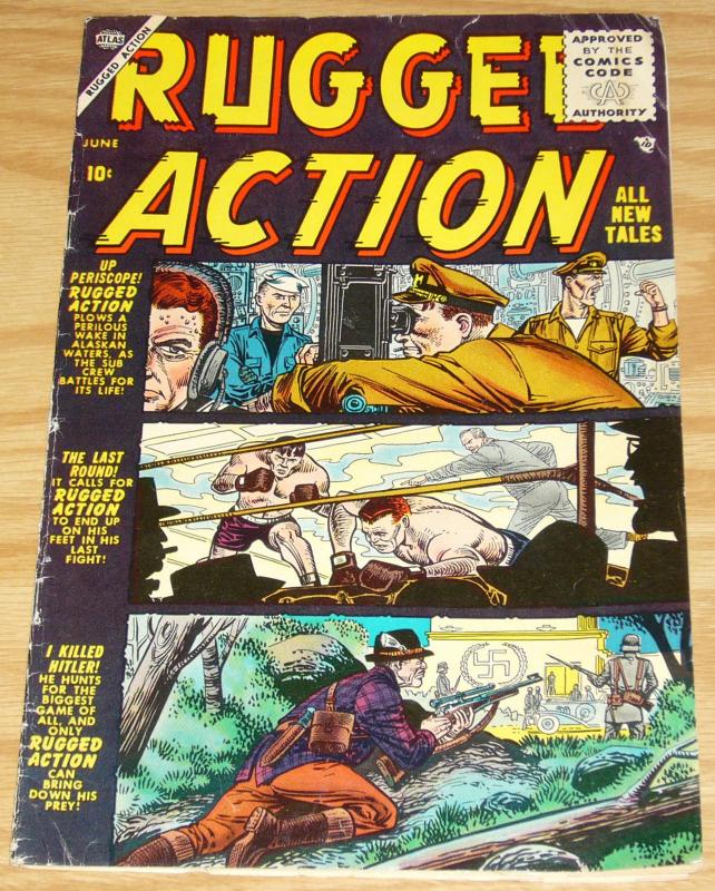 Rugged Action #4 FN- june 1955 - atlas comics - last issue - joe sinnott - war 