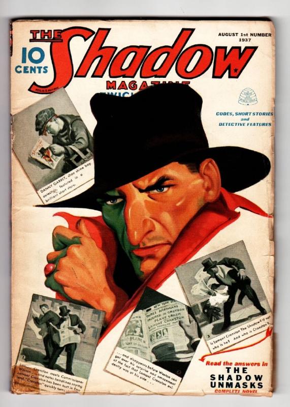 SHADOW 1937 Aug 1 -Origin issue- STREET AND SMITH-RARE PULP FN-