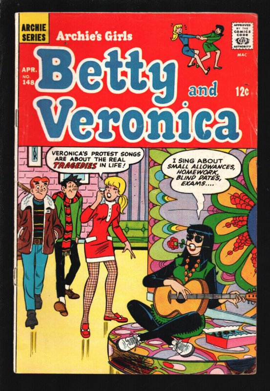 Archie's Girls Betty and Veronica #148 1968-Psychedelic cover-Pin-up page-VG/FN