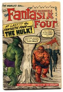 Fantastic Four #12 Hulk vs. Thing-1963-marvel bargain