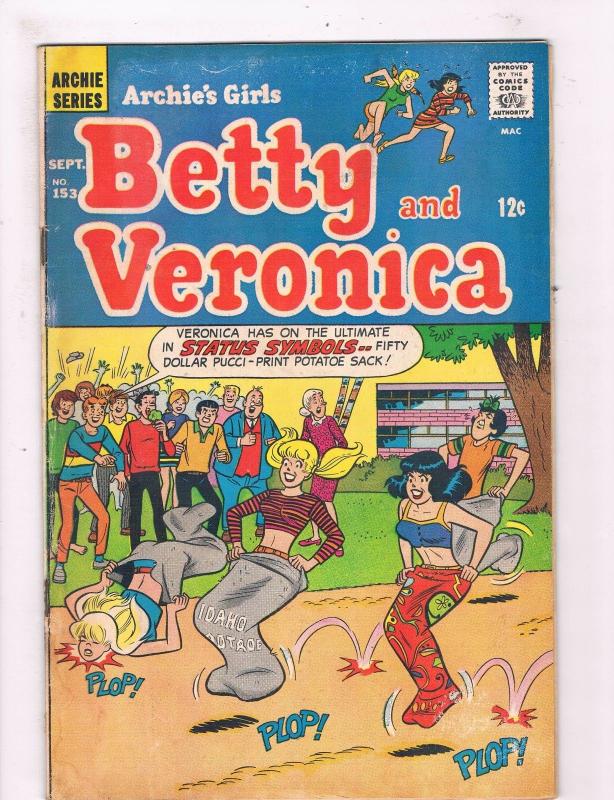 Betty & Veronica # 153 GD/VG Archie Series Comic Book 1968 Jughead Sabrina TC1