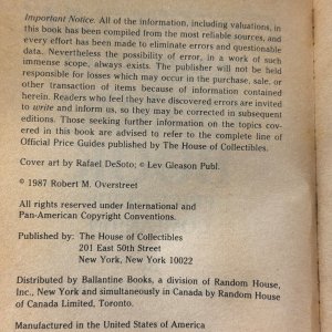 1987 Official OVERSTREET Comic Book Price Guide Companion #1 ET13