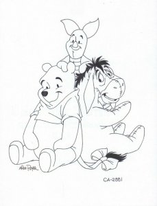 Winnie-the-Pooh Disney Black Ink Concept Art Piglet Eeyore CA-2881 by Mike Royer