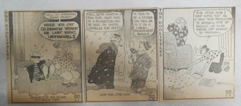 (300) The Doolittles Dailies by Quin Hall from 1947 Size 4 x 5 inches AP Strip