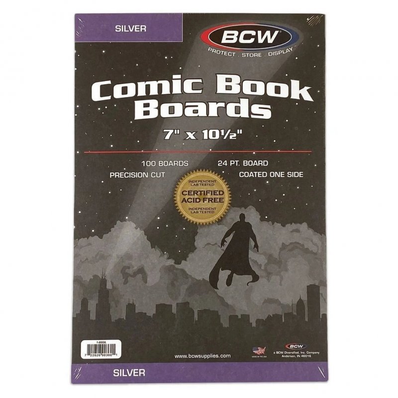 Silver Comic Backing Boards 100 Boards per Pack