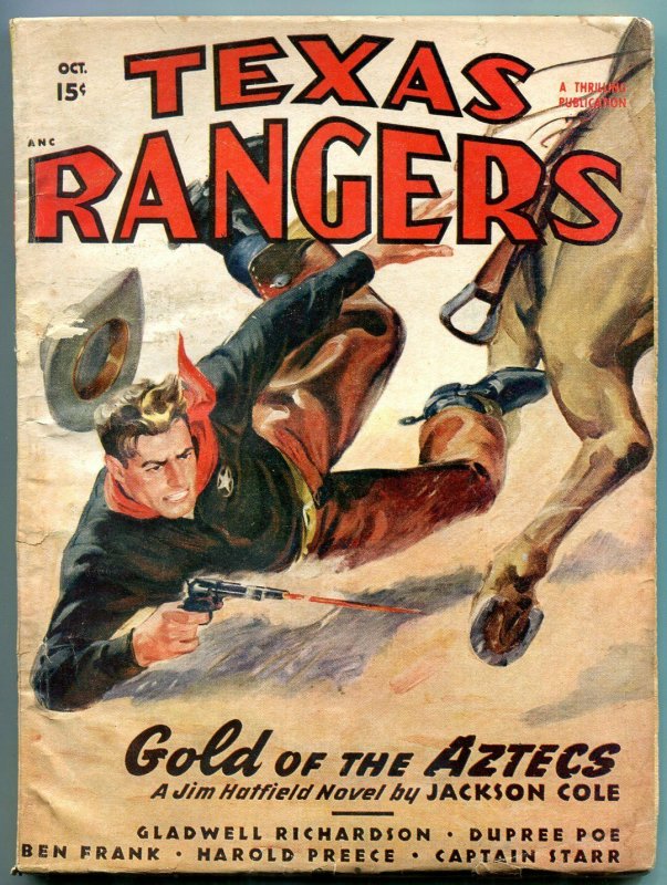 Texas Rangers Pulp October 1948- Jim Hattfield- Gold of the Aztecs VG