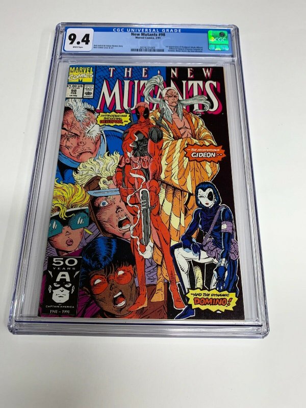 New Mutants 98 Cgc 9.4 White Pages 1st Deadpool Marvel