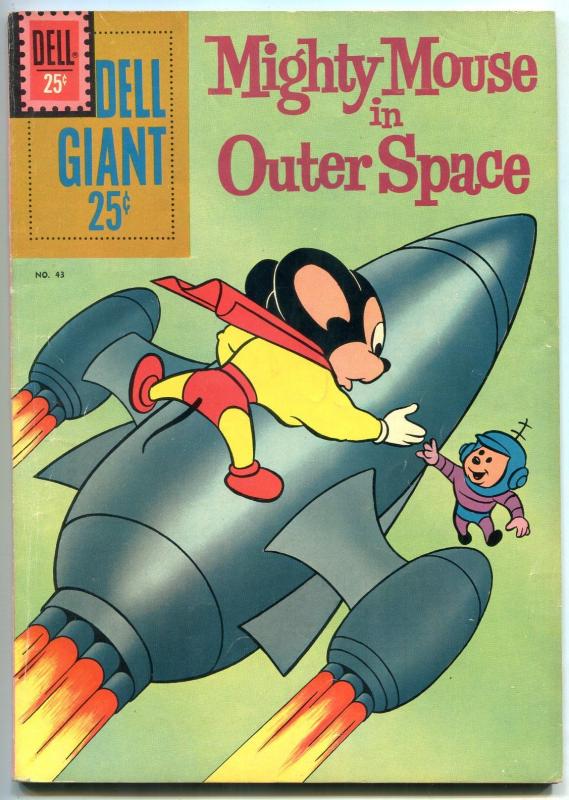 DELL GIANT #43 1961 Mighty Mouse in Outer Space ROCKET COVER FN