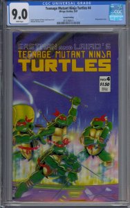 Teenage Mutant Ninja Turtles #4 Certificado Garantía Corporation 9.0 2ND segunda impresión páginas blancas 