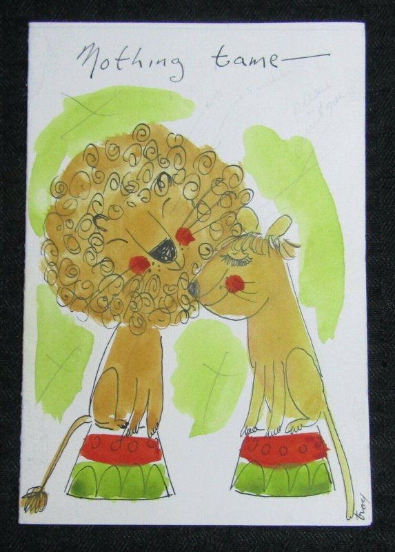 HAPPY ANNIVERSARY Cartoon Lions Nothing Tame 5x7 Greeting Card Art #A7185
